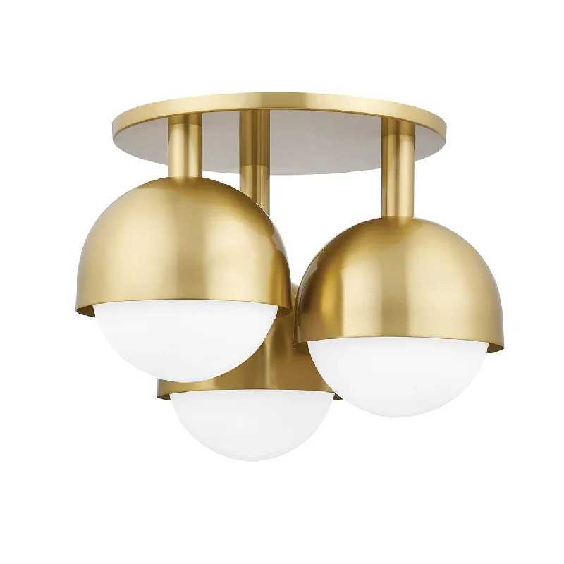 Energy - Efficient Industrial Lighting for Cost - SavingsFoster 19 in. 3 lights Semi flush Mount Light Brass finish Energy - Efficient Industrial Lighting for Cost - SavingsFoster 19 in. 3 lights Semi flush Mount Light Brass finish