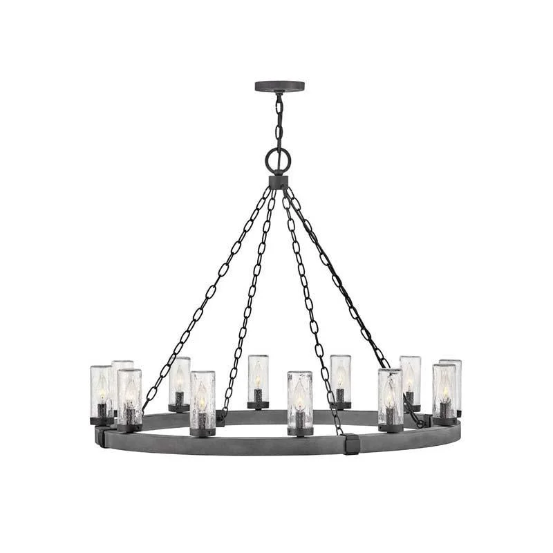 Track lighting with frosted glass shadesHinkley 29207 Outdoor Sawyer Hanging Light