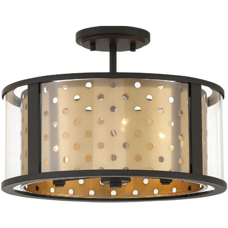 Industrial Lighting for Automotive Manufacturing PlantsGrado 15 in. 3 Lights Semi Flush Mount Light Gold Finish Industrial Lighting for Automotive Manufacturing PlantsGrado 15 in. 3 Lights Semi Flush Mount Light Gold Finish