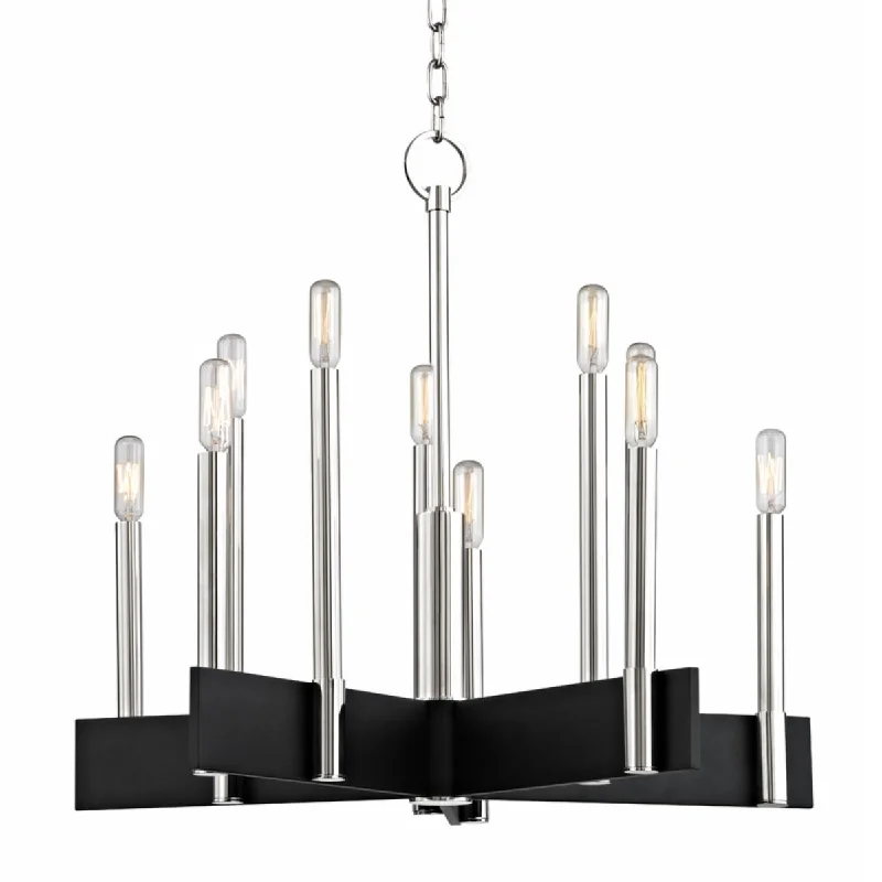 Energy - Efficient Industrial Lighting for Cost - SavingsAbrams 10 Lights Chandelier Polished Nickel finish Energy - Efficient Industrial Lighting for Cost - SavingsAbrams 10 Lights Chandelier Polished Nickel finish