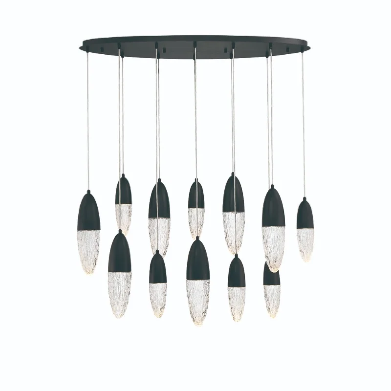 Waterproof Industrial Lighting for Wet AreasEcrou 44 in. 12 Lights LED Chandelier Matte Black Finish Waterproof Industrial Lighting for Wet AreasEcrou 44 in. 12 Lights LED Chandelier Matte Black Finish