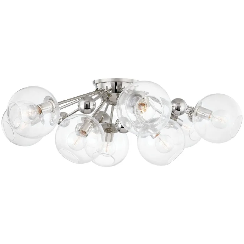 Waterproof Industrial Lighting for Wet AreasAbbott 42 in. 9 Lights Semi flush Mount Light Polished Nickel finish