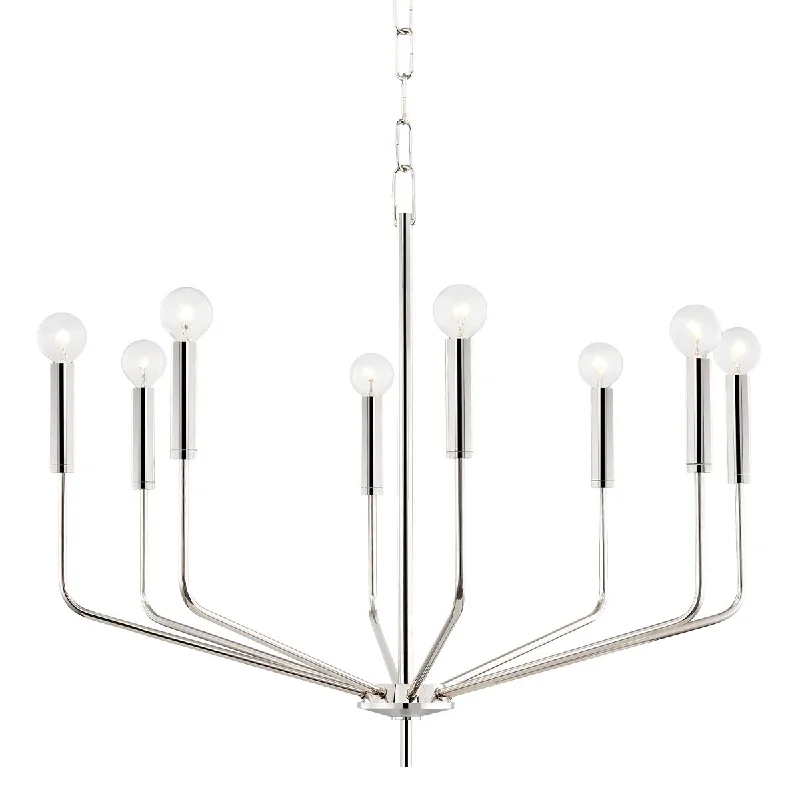 Dimmable Industrial Lighting for Ambiance ControlBailey 8 Lights Chandelier Polished Nickel finish Dimmable Industrial Lighting for Ambiance ControlBailey 8 Lights Chandelier Polished Nickel finish