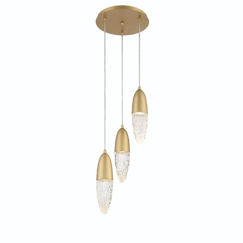 Industrial Exit Sign Lighting for Quick EvacuationEcrou 12 in. 3 Lights LED Chandelier Gold Finish Industrial Exit Sign Lighting for Quick EvacuationEcrou 12 in. 3 Lights LED Chandelier Gold Finish