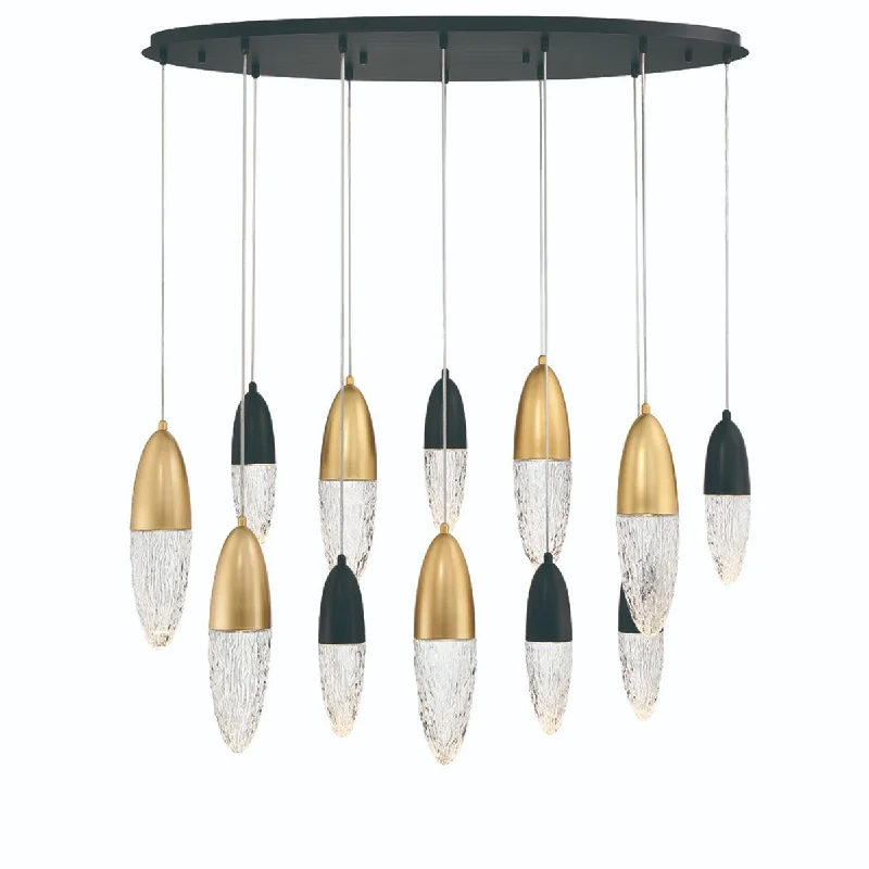 High - Bay LED Industrial Lighting for WarehousesEcrou 44 in. 12 Lights LED Chandelier Matte Black & Gold Finish High - Bay LED Industrial Lighting for WarehousesEcrou 44 in. 12 Lights LED Chandelier Matte Black & Gold Finish
