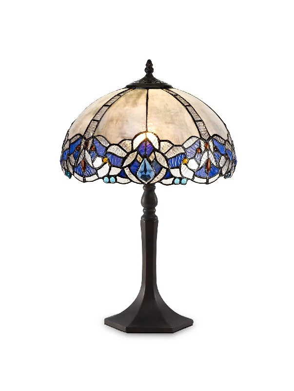 Track lighting with a minimalist track designOksana 1/2 Light Octagonal/Tree/Curved Table Lamp E27 With Tiffany Shade, Blue & Clear Crystal & Aged Antique Brass Track lighting with a minimalist track designOksana 1/2 Light Octagonal/Tree/Curved Table Lamp E27 With Tiffany Shade, Blue & Clear Crystal & Aged Antique Brass