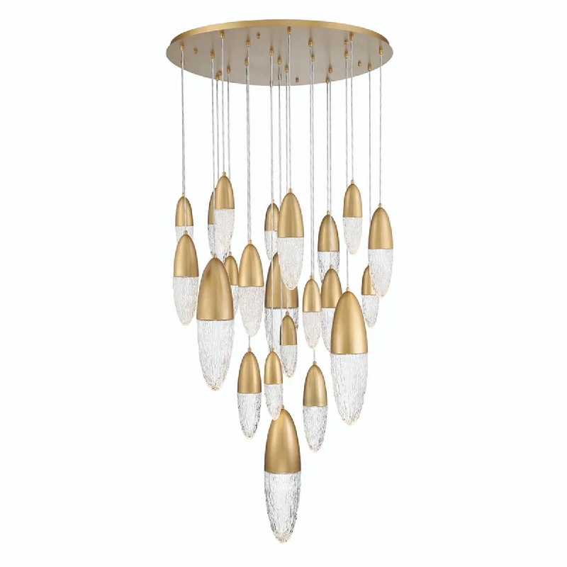Industrial Flood Lighting for Outdoor Loading DocksEcrou 40 in. 22 Lights LED Chandelier Gold Finish Industrial Flood Lighting for Outdoor Loading DocksEcrou 40 in. 22 Lights LED Chandelier Gold Finish