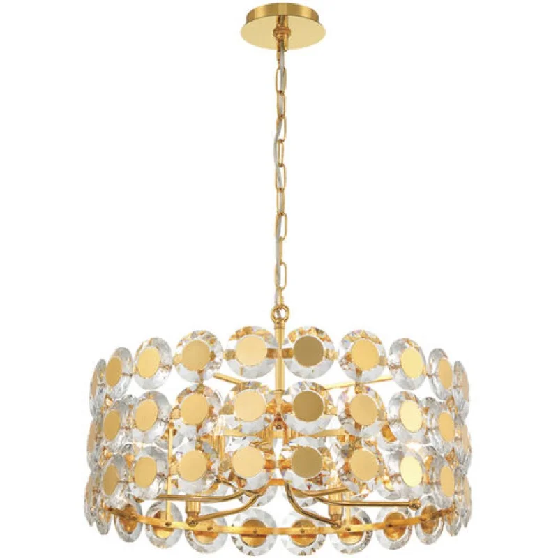 Industrial Lighting for Textile MillsPerrene 24 In. 6 Lights Chandelier Gold Finish Industrial Lighting for Textile MillsPerrene 24 In. 6 Lights Chandelier Gold Finish