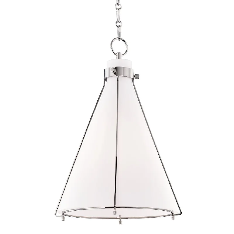 Industrial Lighting with High CRI (Color Rendering Index) for True Color PerceptionEldridge 16 in. Pendant Light Polished Nickel Finish Industrial Lighting with High CRI (Color Rendering Index) for True Color PerceptionEldridge 16 in. Pendant Light Polished Nickel Finish