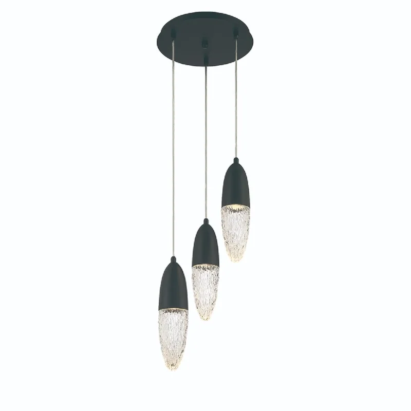 Industrial Lighting for Electronics ManufacturingEcrou 12 in. 3 Lights LED Chandelier Matte Black Finish Industrial Lighting for Electronics ManufacturingEcrou 12 in. 3 Lights LED Chandelier Matte Black Finish
