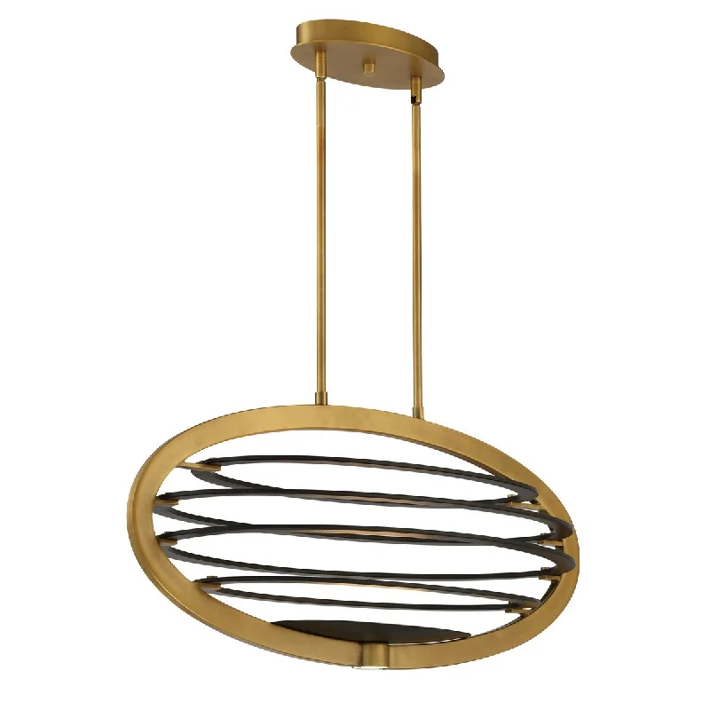 Dimmable Industrial Lighting for Ambiance ControlOmbra 36 in. 2 Lights LED Chandelier Brass Finish