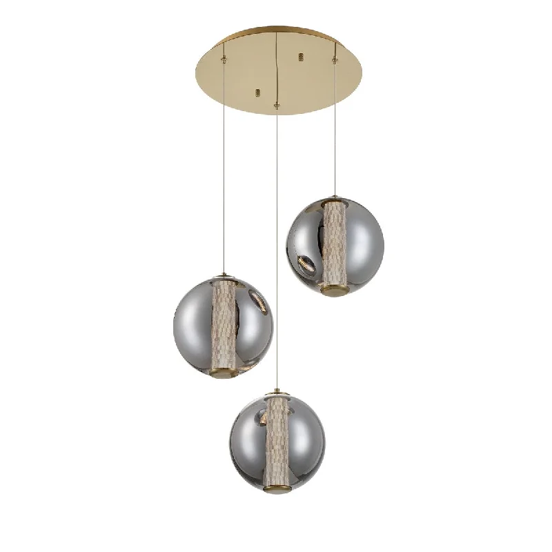 Industrial Flood Lighting for Outdoor Loading DocksAtomo 3 Lights 21 in. LED Pendant Light Gold Finish Industrial Flood Lighting for Outdoor Loading DocksAtomo 3 Lights 21 in. LED Pendant Light Gold Finish