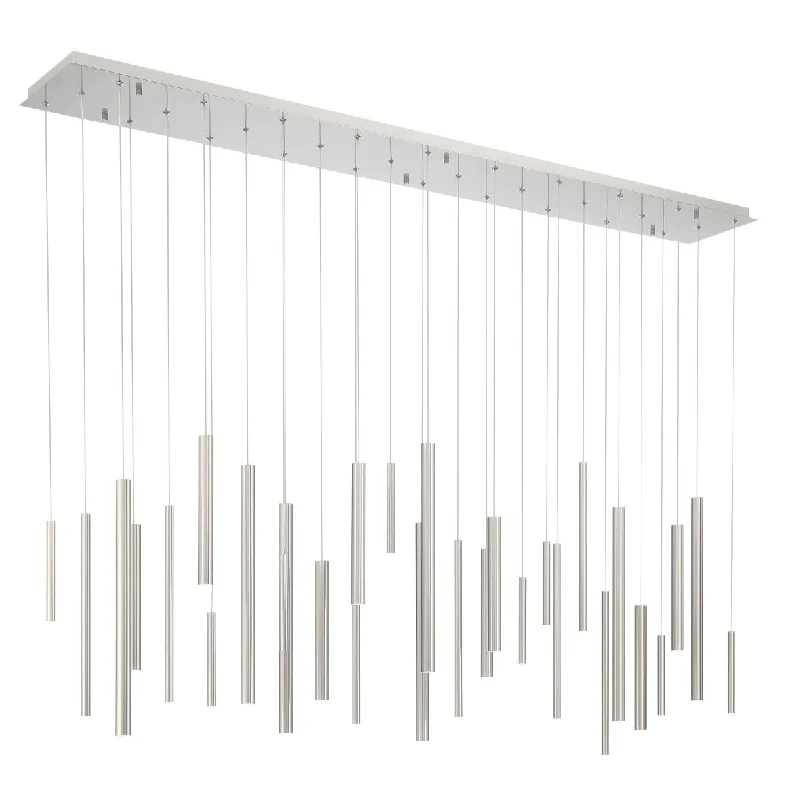 Industrial Lighting for Woodworking FactoriesSantana 72 in. 30 Lights LED Chandelier satin nickel Finish Industrial Lighting for Woodworking FactoriesSantana 72 in. 30 Lights LED Chandelier satin nickel Finish
