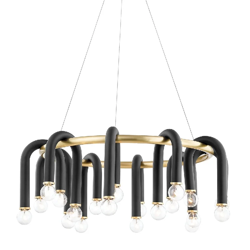 Adjustable Industrial Lighting for Flexible IlluminationWhit 20 Lights Chandelier Aged Brass & Black finish Adjustable Industrial Lighting for Flexible IlluminationWhit 20 Lights Chandelier Aged Brass & Black finish