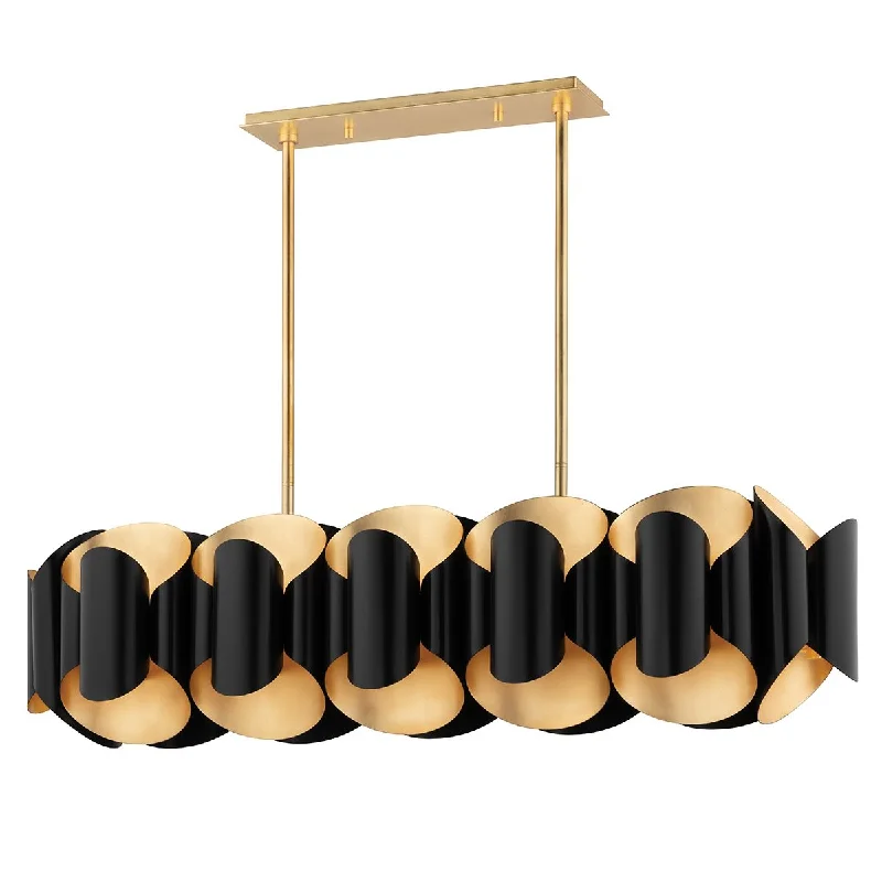Shock - Resistant Industrial Lighting for Vibrating Machinery AreasBanks 46 in. 12 Lights Pendant Light Gold & Black Finish