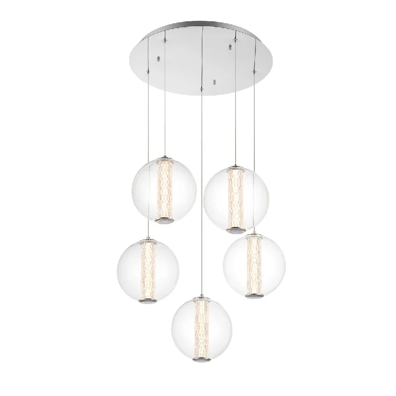 Dimmable Industrial Lighting for Ambiance ControlAtomo 5 Lights 26 in. LED Pendant Light Chrome Finish Dimmable Industrial Lighting for Ambiance ControlAtomo 5 Lights 26 in. LED Pendant Light Chrome Finish