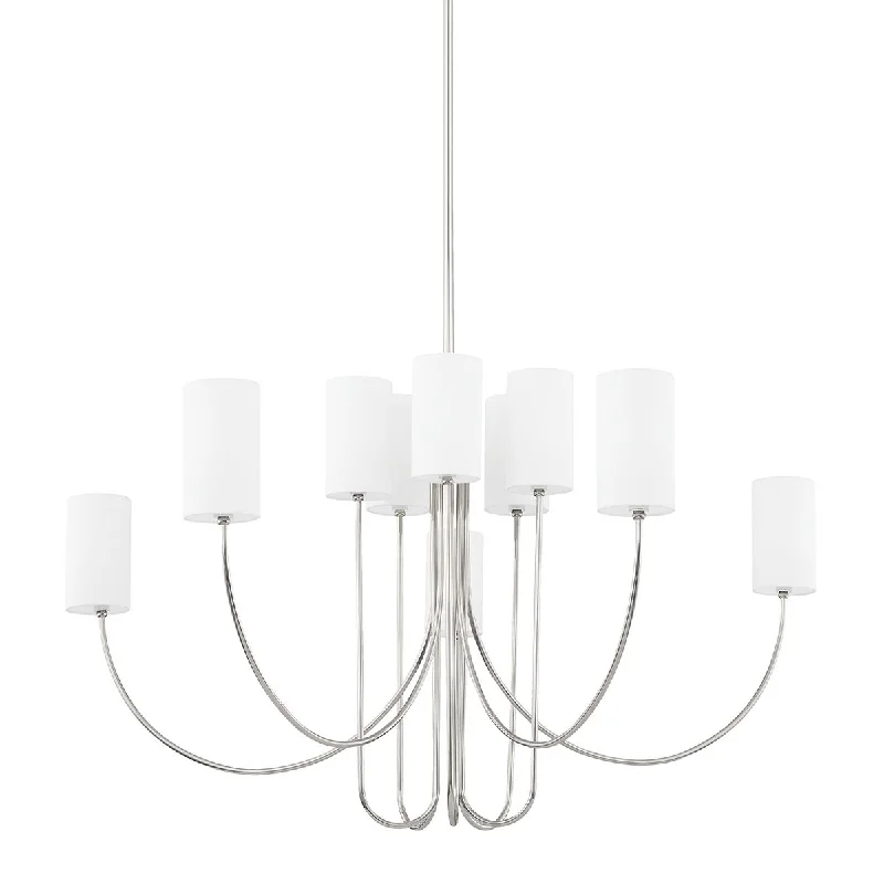 High - Bay LED Industrial Lighting for WarehousesHarlem 10 lights Chandelier Polished Nickel finish High - Bay LED Industrial Lighting for WarehousesHarlem 10 lights Chandelier Polished Nickel finish