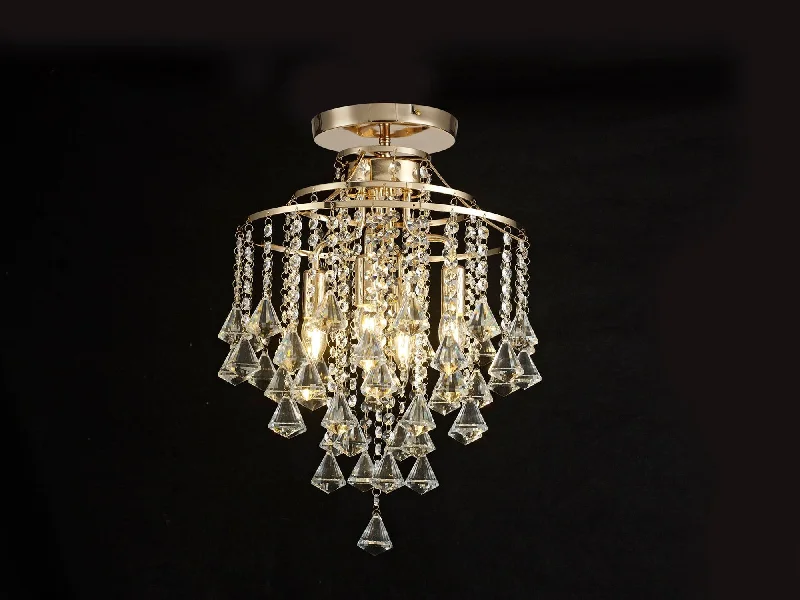 Track lighting for high - ceiling spacesInina 4 Light Crystal Flush Ceiling Light French Gold/Polished Chrome