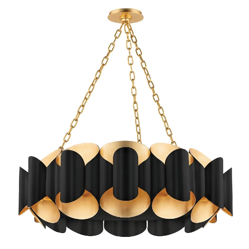 Industrial Lighting for Printing Press FacilitiesBanks 35 in. 12 Lights Chandelier Gold & Black Finish Industrial Lighting for Printing Press FacilitiesBanks 35 in. 12 Lights Chandelier Gold & Black Finish