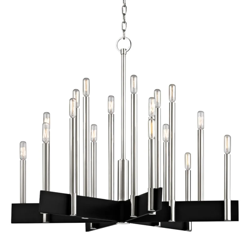 Industrial Pendant Lighting for Machine ShopsAbrams 18 Lights Chandelier Polished Nickel finish Industrial Pendant Lighting for Machine ShopsAbrams 18 Lights Chandelier Polished Nickel finish