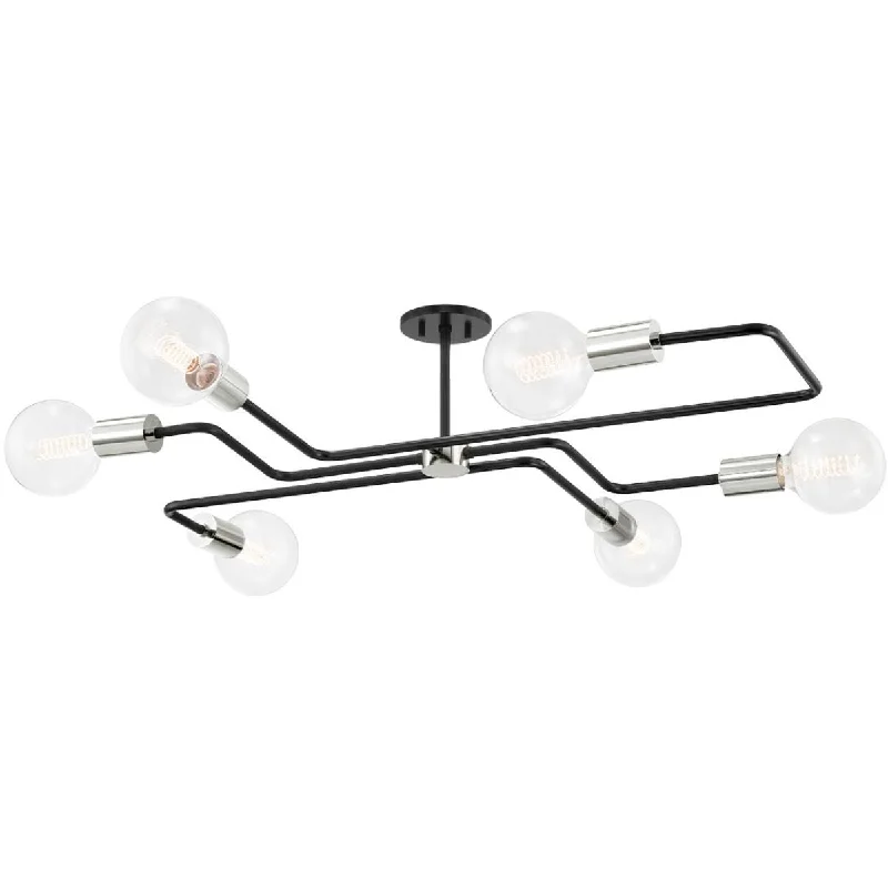 Waterproof Industrial Lighting for Wet AreasJena 40 in. 6 lights Semi flush Mount Light Black & Nickel finish Waterproof Industrial Lighting for Wet AreasJena 40 in. 6 lights Semi flush Mount Light Black & Nickel finish