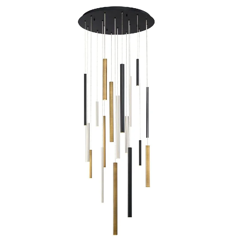 Industrial Lighting for Pharmaceutical ManufacturingSantana 24 in. LED Chandelier Black & Brass & Nickel Industrial Lighting for Pharmaceutical ManufacturingSantana 24 in. LED Chandelier Black & Brass & Nickel