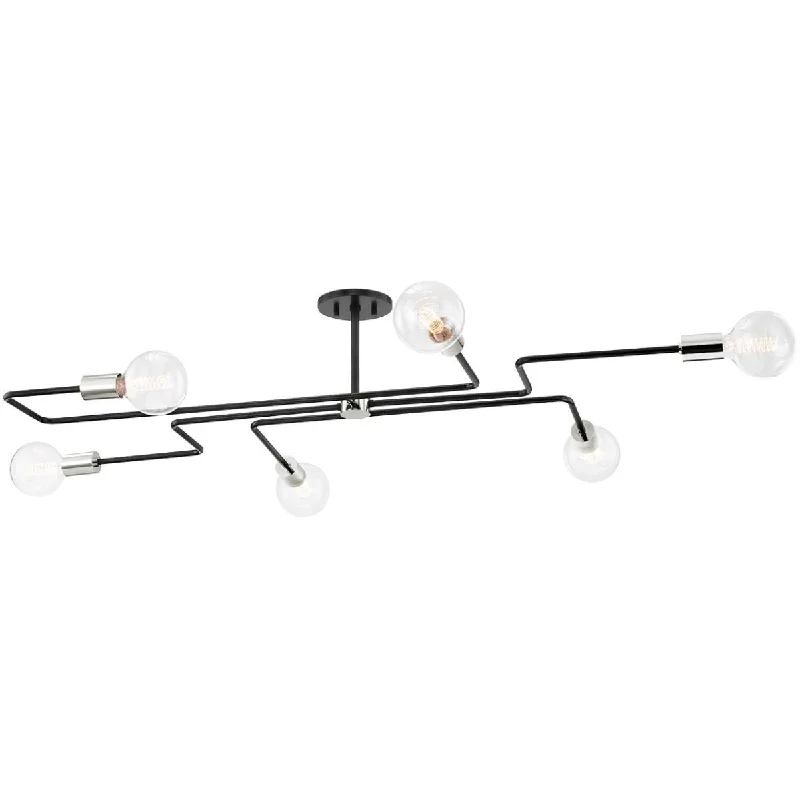Adjustable Industrial Lighting for Flexible IlluminationJena 68 in. 6 lights Semi flush Mount Light Black & Nickel finish Adjustable Industrial Lighting for Flexible IlluminationJena 68 in. 6 lights Semi flush Mount Light Black & Nickel finish