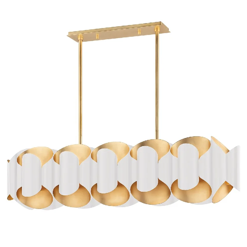 Industrial Area Lighting for Large Open SpacesBanks 46 in. 12 Lights Pendant Light Gold & White Finish Industrial Area Lighting for Large Open SpacesBanks 46 in. 12 Lights Pendant Light Gold & White Finish