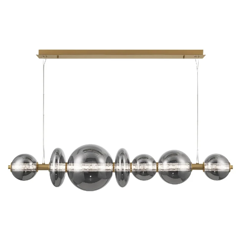 Industrial Pendant Lighting for Machine ShopsAtomo 56 in. LED Chandelier gold Finish with Smoked Glass Industrial Pendant Lighting for Machine ShopsAtomo 56 in. LED Chandelier gold Finish with Smoked Glass