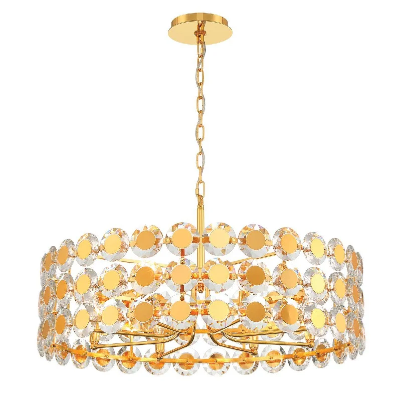 Industrial Ceiling - Mounted Lighting for Assembly PlantsPerrene 32 In. 8 Lights Chandelier Gold Finish Industrial Ceiling - Mounted Lighting for Assembly PlantsPerrene 32 In. 8 Lights Chandelier Gold Finish