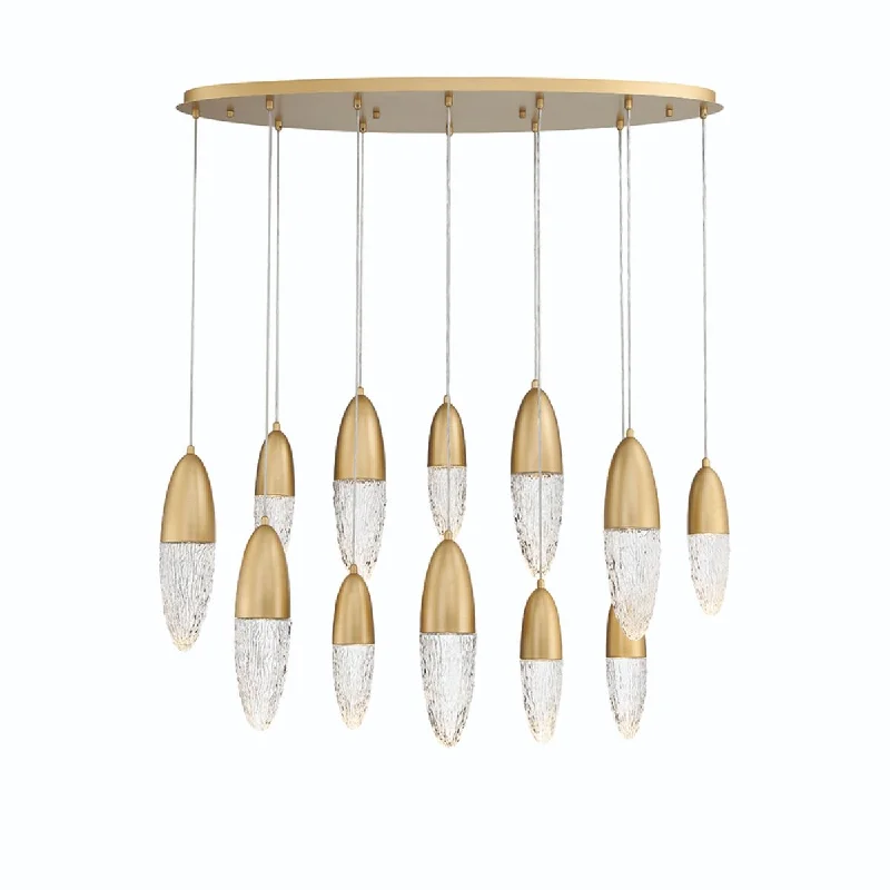 Industrial Pendant Lighting for Machine ShopsEcrou 44 in. 12 Lights LED Chandelier Gold Finish Industrial Pendant Lighting for Machine ShopsEcrou 44 in. 12 Lights LED Chandelier Gold Finish