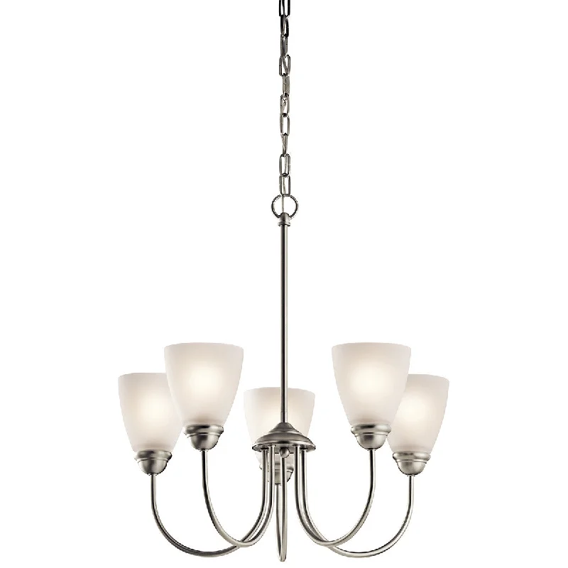 Chandeliers with Metal Frames in Silver FinishChandeliers with Metal Frames in Silver FinishJolie - chandelier 5lt - 43638NI Chandeliers with Metal Frames in Silver FinishChandeliers with Metal Frames in Silver FinishJolie - chandelier 5lt - 43638NI