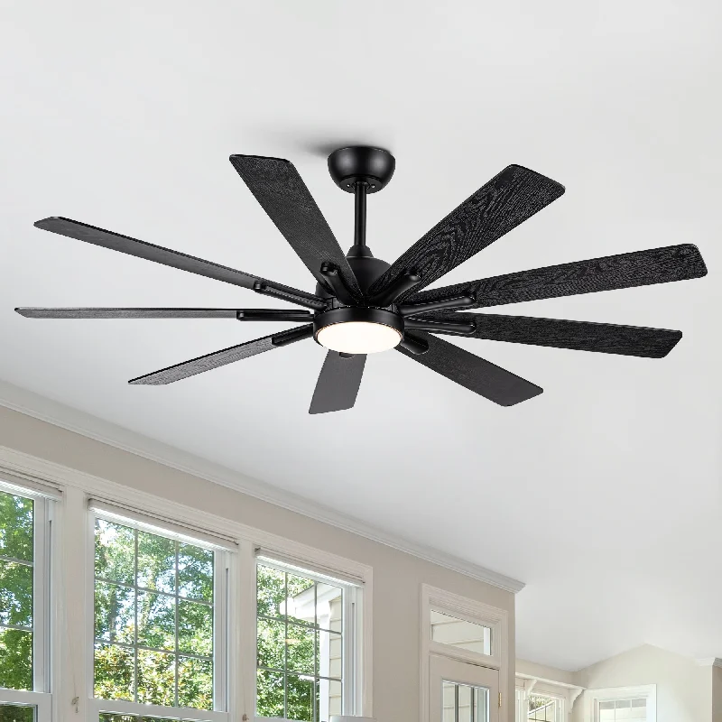 Chandeliers with Metal Frames in Black FinishChandeliers with Metal Frames in Black Finish62 In. Black Wood Grain Indoor/Outdoor Large Ceiling Fan With LED Light and Remote Control - 62 INCHES