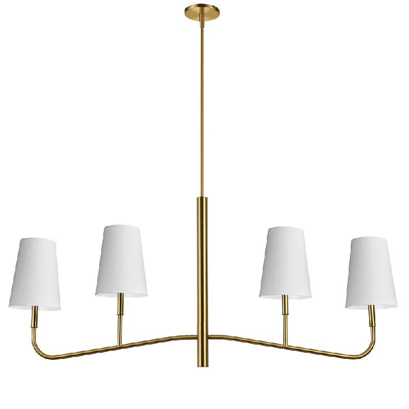 Chandeliers with Metal Frames in Gold FinishChandeliers with Metal Frames in Gold Finish4 Lights Incan Horizontal Chandelier, AGB w/ WH Shades