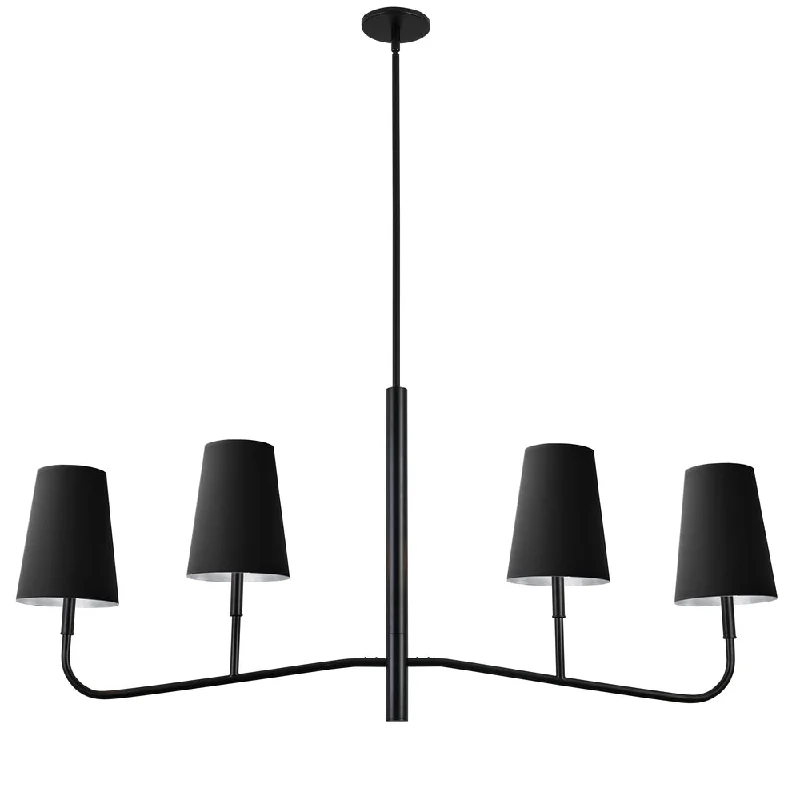 Chandeliers with Clear Crystal for a Sparkling EffectChandeliers with Clear Crystal for a Sparkling Effect4 Lights Incan Horizontal Chandelier, MB w/ BK Shades Chandeliers with Clear Crystal for a Sparkling EffectChandeliers with Clear Crystal for a Sparkling Effect4 Lights Incan Horizontal Chandelier, MB w/ BK Shades