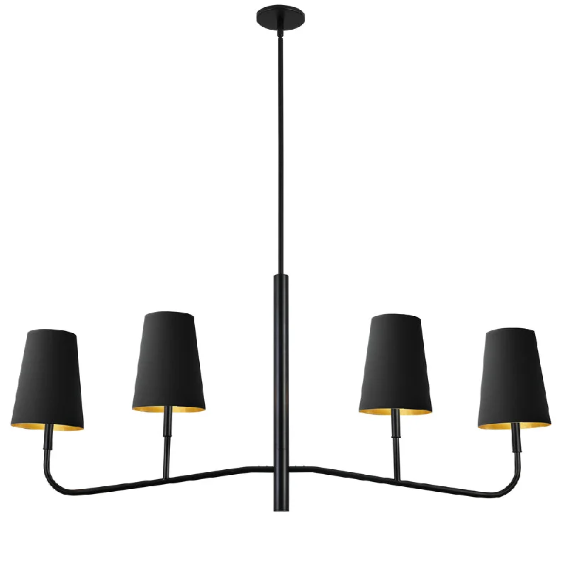 Chandeliers with Colored Glass for a Splash of ColorChandeliers with Colored Glass for a Splash of Color4 Lights Incan Horizontal Chandelier, MB w/ BK Shades Chandeliers with Colored Glass for a Splash of ColorChandeliers with Colored Glass for a Splash of Color4 Lights Incan Horizontal Chandelier, MB w/ BK Shades