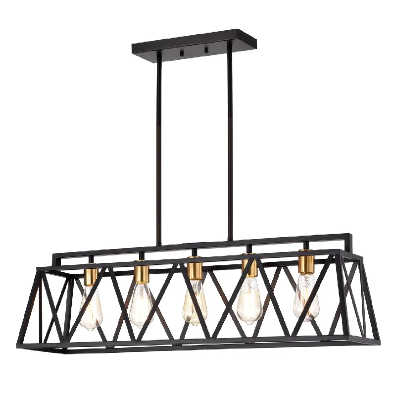 Victorian - Inspired Ceiling Lights with Ornate Crystal ChandeliersVictorian - Inspired Ceiling Lights with Ornate Crystal ChandeliersChloe Lighting CH2D011BK35-IL5 Ironclad Industrial 5 Light Textured Black Island Pendant Ceiling Fixture 35`` Wide