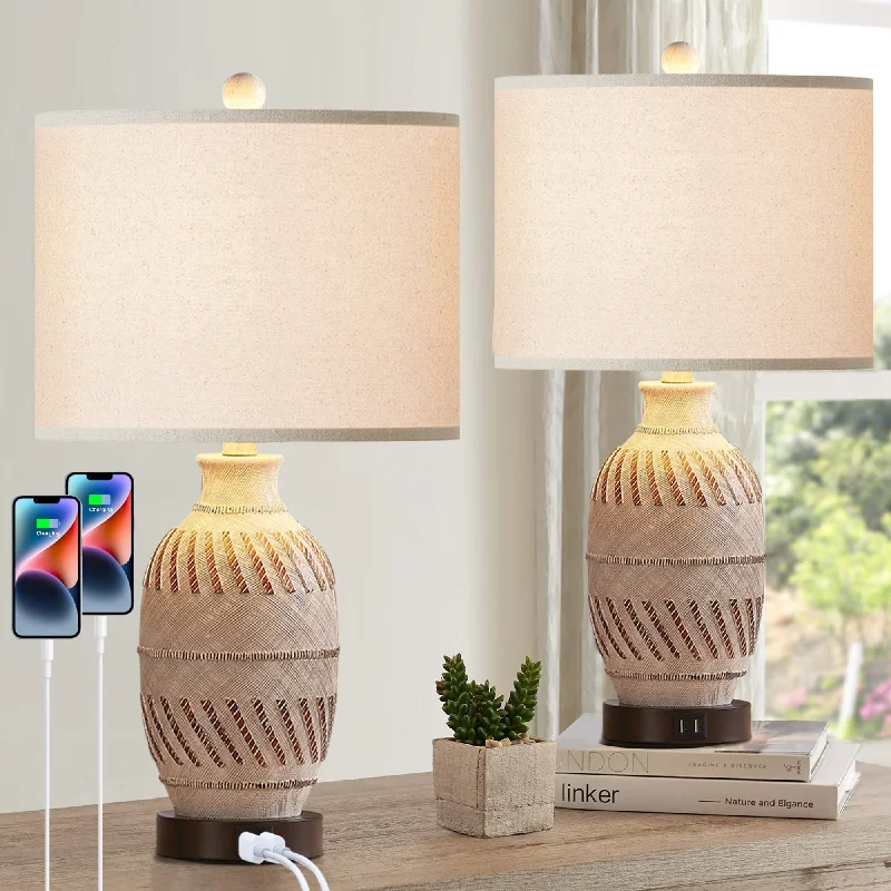 victorian style table lamps with ornate details for traditional homesvictorian style table lamps with ornate details for traditional homesBeige Resin Table Lamps with Exquisite Carving Texture 3-way Touch Dimming Switch 2 USB Charging Ports & 1 AC Outlet (Set of 2)