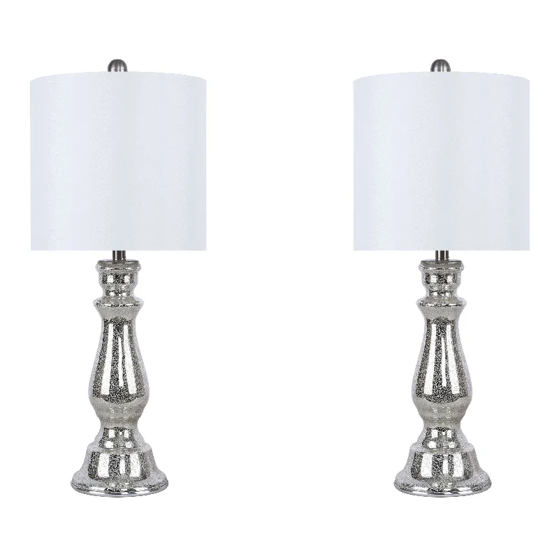 Silver Mercury Glass/Brushed Nickel/White Shade