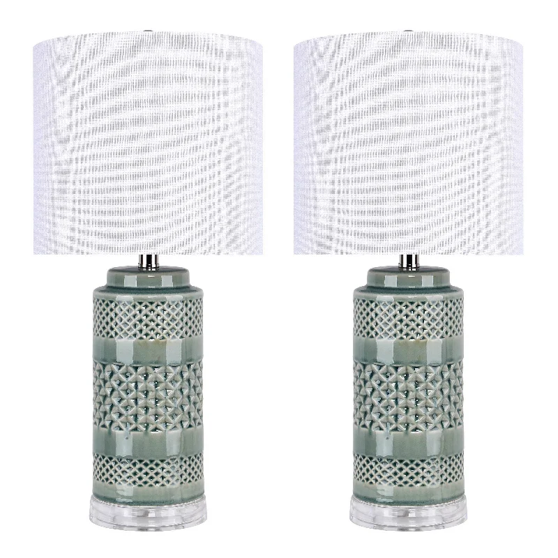 Sage Green Ceramic/White Shade