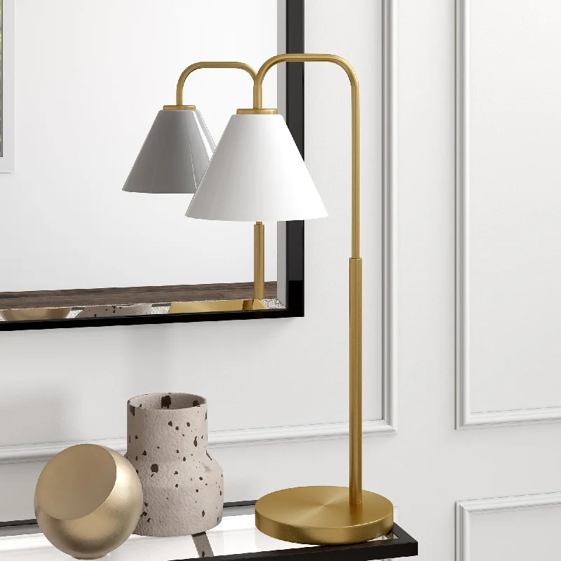 Brass with White Milk Glass