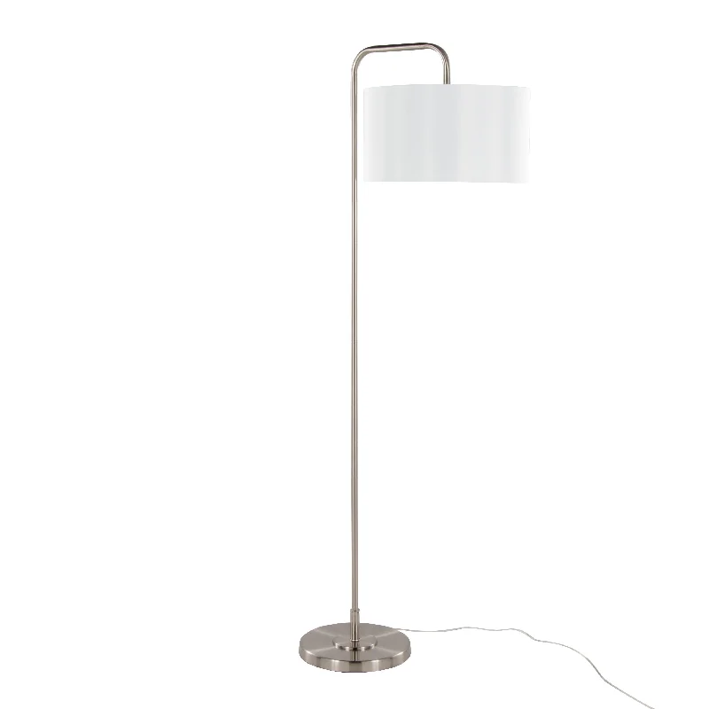 Brushed Nickel/White Linen Shade