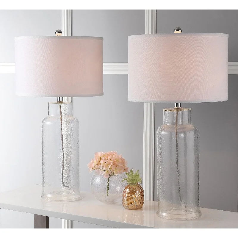 art deco table lamps with geometric shapes for a retro touchart deco table lamps with geometric shapes for a retro touchSAFAVIEH Lighting Mayra 29-inch Clear Bottle Glass Table Lamp (Set of 2) - 15.5"x15.5"x29"