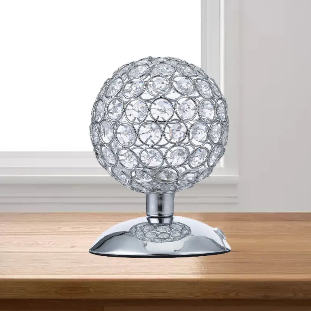 metal table lamps with a matte black finish for a sleek appearancemetal table lamps with a matte black finish for a sleek appearanceAlrakis - Sphere Sphere Night Table Light Modern Crystal-Encrusted Shade 1 Bulb Chrome Small Desk Lamp